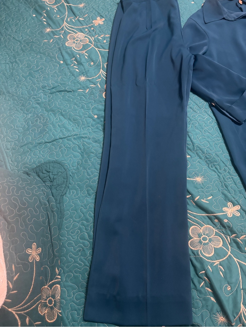 Women's Teal Wide-Leg Pants & Blouse Set - Picture 5 of 5